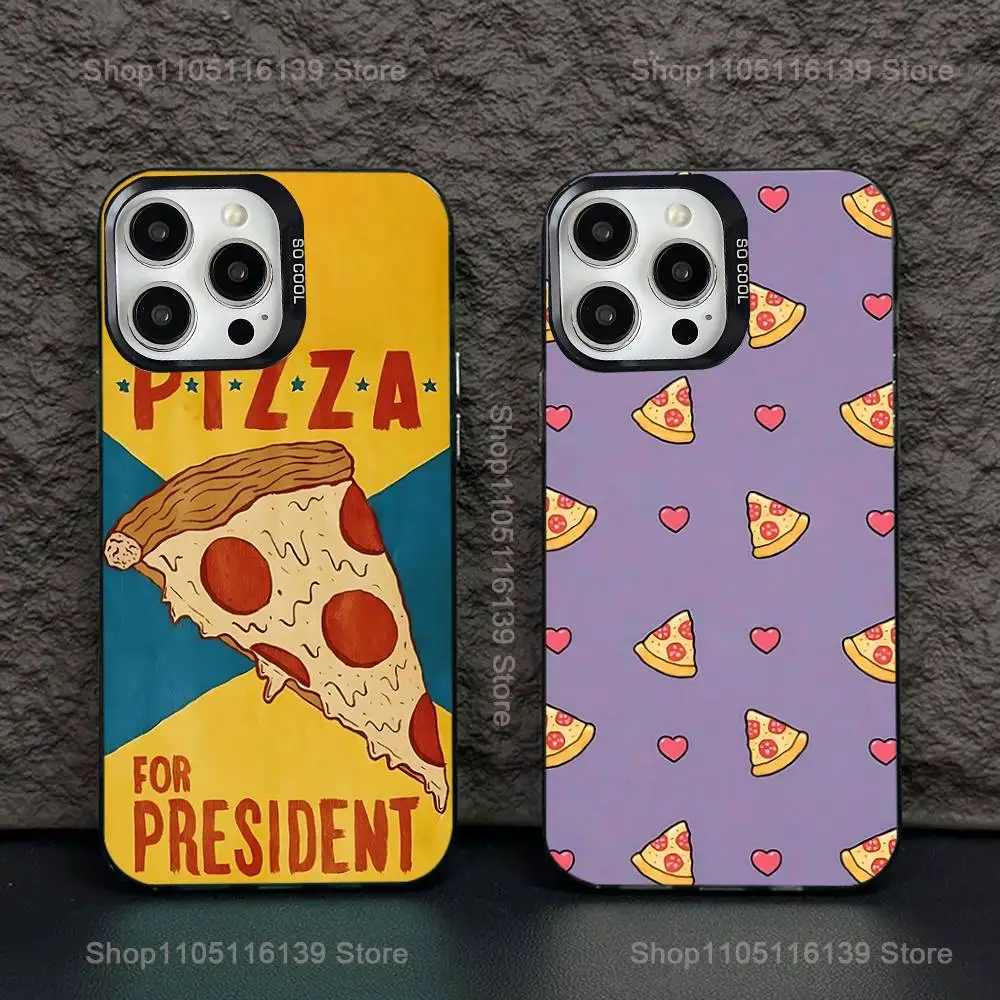 

Delicious cartoon pizza Phone Case For iPhone 16,15,14,13,12,11,Pro,XS,Max,Plus,Mini,SE Black Candy Matte Shockproof Cover