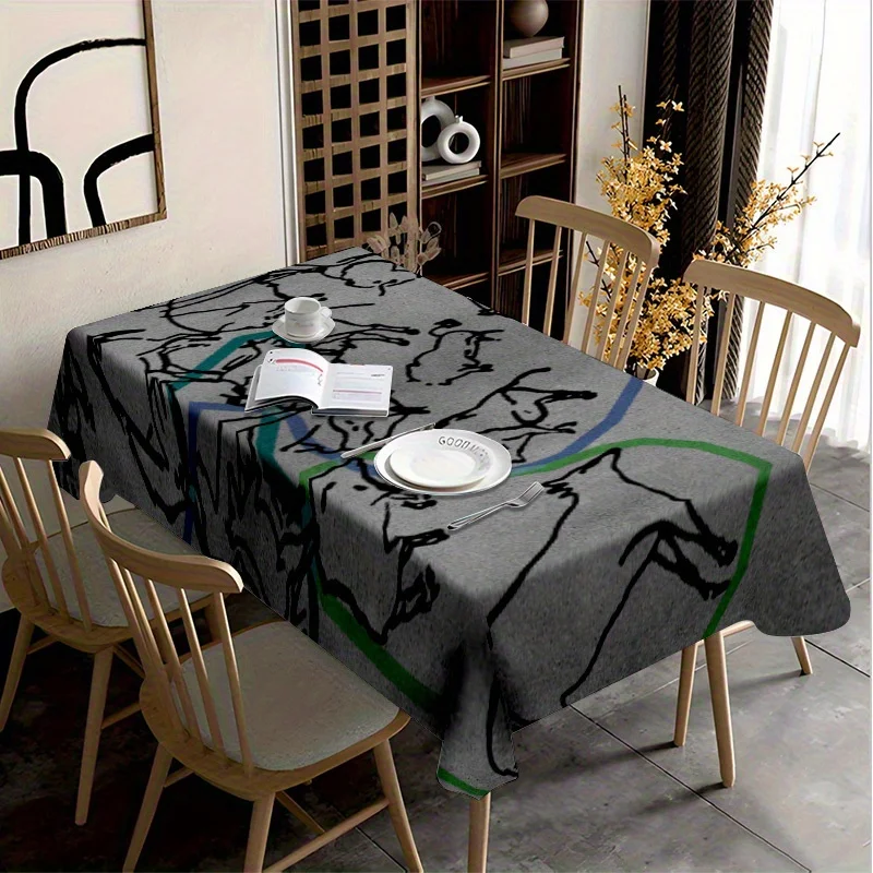 Waterproof Tablecloth Cover for Dining Table Kitchen Counter Modern Abstract Print Dining Room Decor