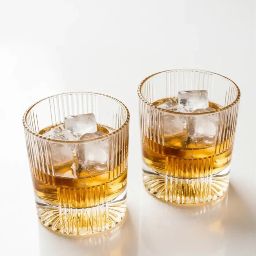 2/4pcs Luxury Whiskey Glasses Set, Heavy Base Tumbler Glass Thickened Glass Drinkware for Home Bar Party Glassware Wineware Gift