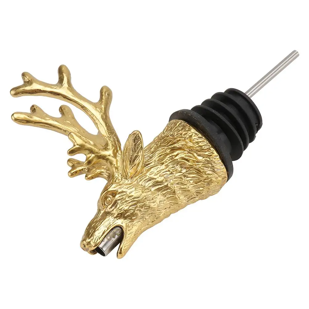 

Deer Head Pourer Aerator Golden Color Zinc Alloy Material Reusable Bottle Spout Home Bar Party Accessories