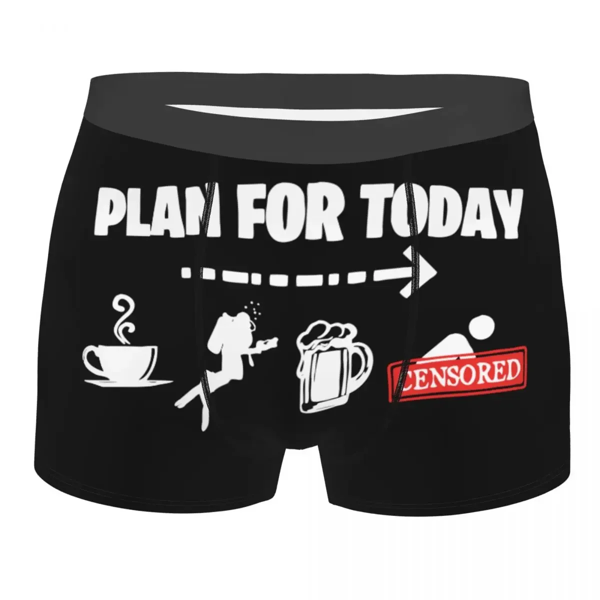 Man Plan For Today Funny Coffe Dive Beer Sex Underwear Freediving Sexy Boxer Shorts Panties Homme Polyester Underpants