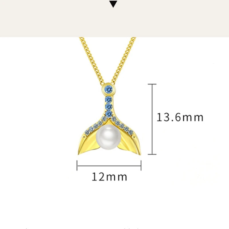 S925 sterling silver Yusheng necklace for women, niche design, micro-encrusted zircon, natural pearl fish tail pendant