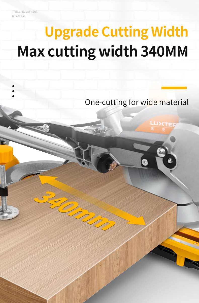 LUXTER 210 مللي متر منشار ميتري منزلق + 1 قطعة 210 مللي متر شفرة لقطع الخشب + 1 قطعة 2110 مللي متر شفرة لقطع الألومنيوم منشار ميتري للبيع بالتجزئة #4