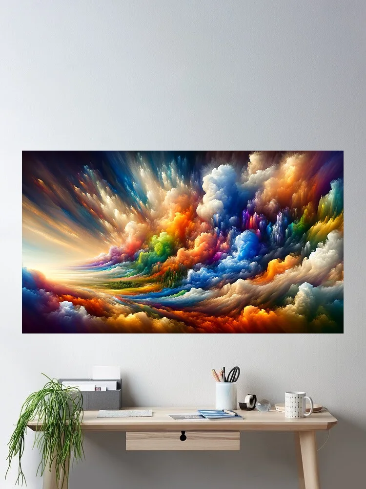 Colorful Spectrum Clouds Art Print Canvas Poster, Living Room Decor, Home Wall Picture