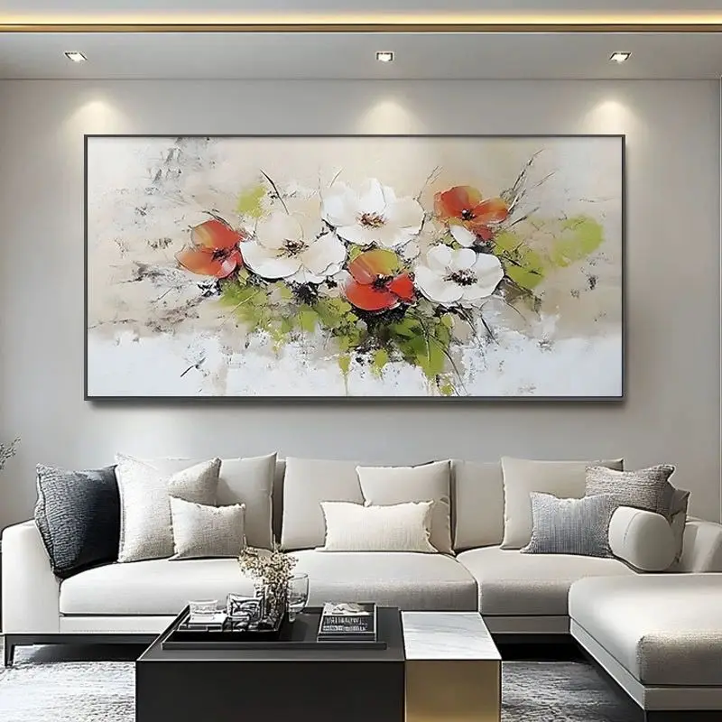 Modern 3D Abstract Plant Flower Pure Hand Drawn Oil Painting,Picture for Living Room Bedroom,Sofa Background Decoration Painting