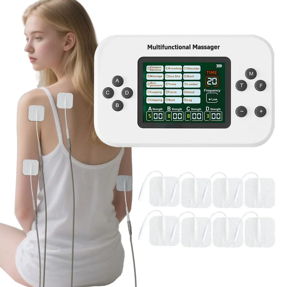 

4 Channel Output EMS Meridian Physiotherapy Massage Machine High and Low Frequency Pulse Acupuncture Microcurrent TENS Massager