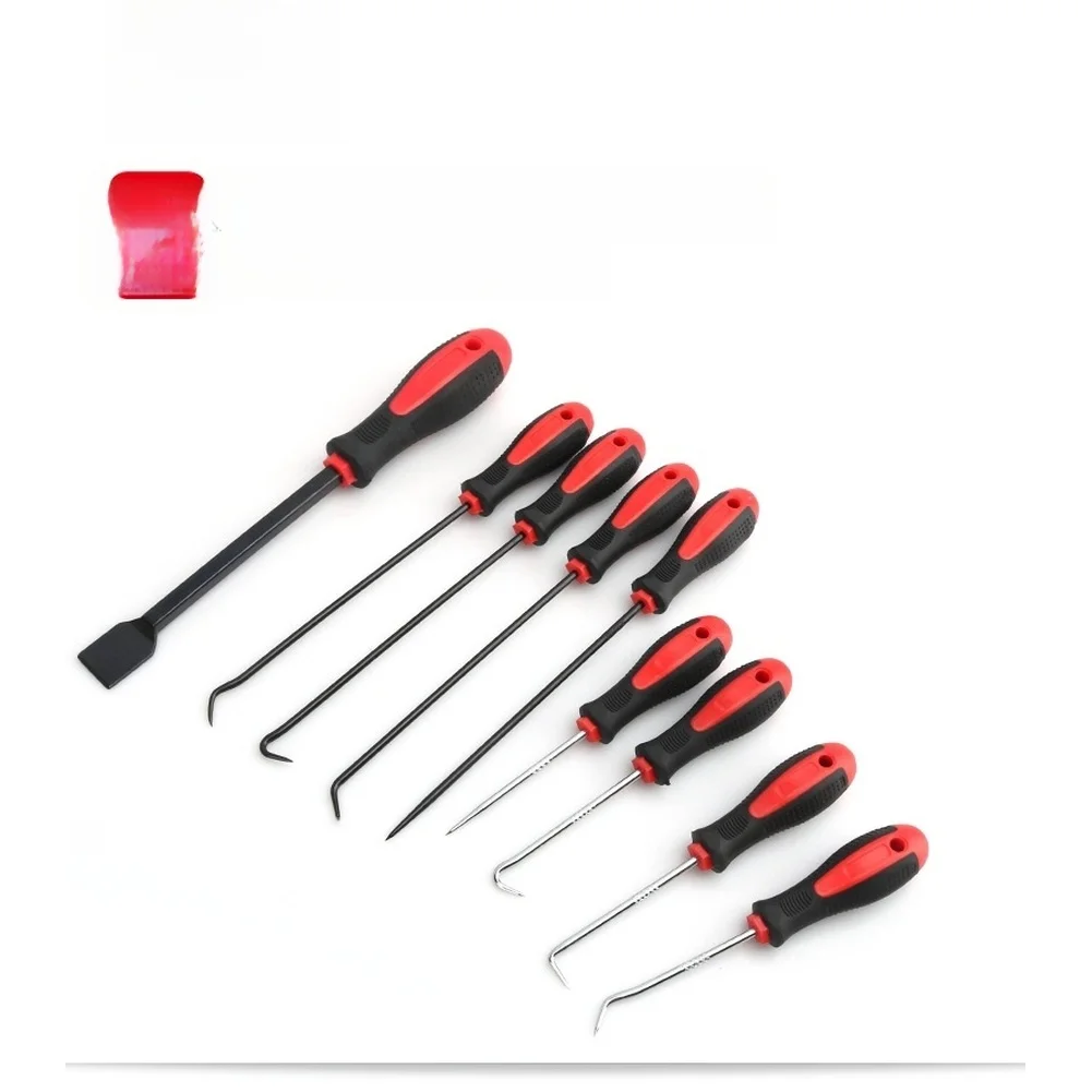 9 Piece O Ring Hook Set for Auto Repair CNC Machine Shop Construction Alloy Tools with Pointed Tips and Ergonomic Rubber Handles
