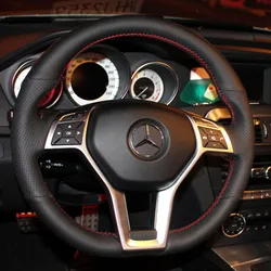 For Mercedes Benz A45 AMG W176 C63 W204 CLA C117 CLS 2011-2016 Hand-stitched non-slip Genuine Leather Car Steering Wheel Cover