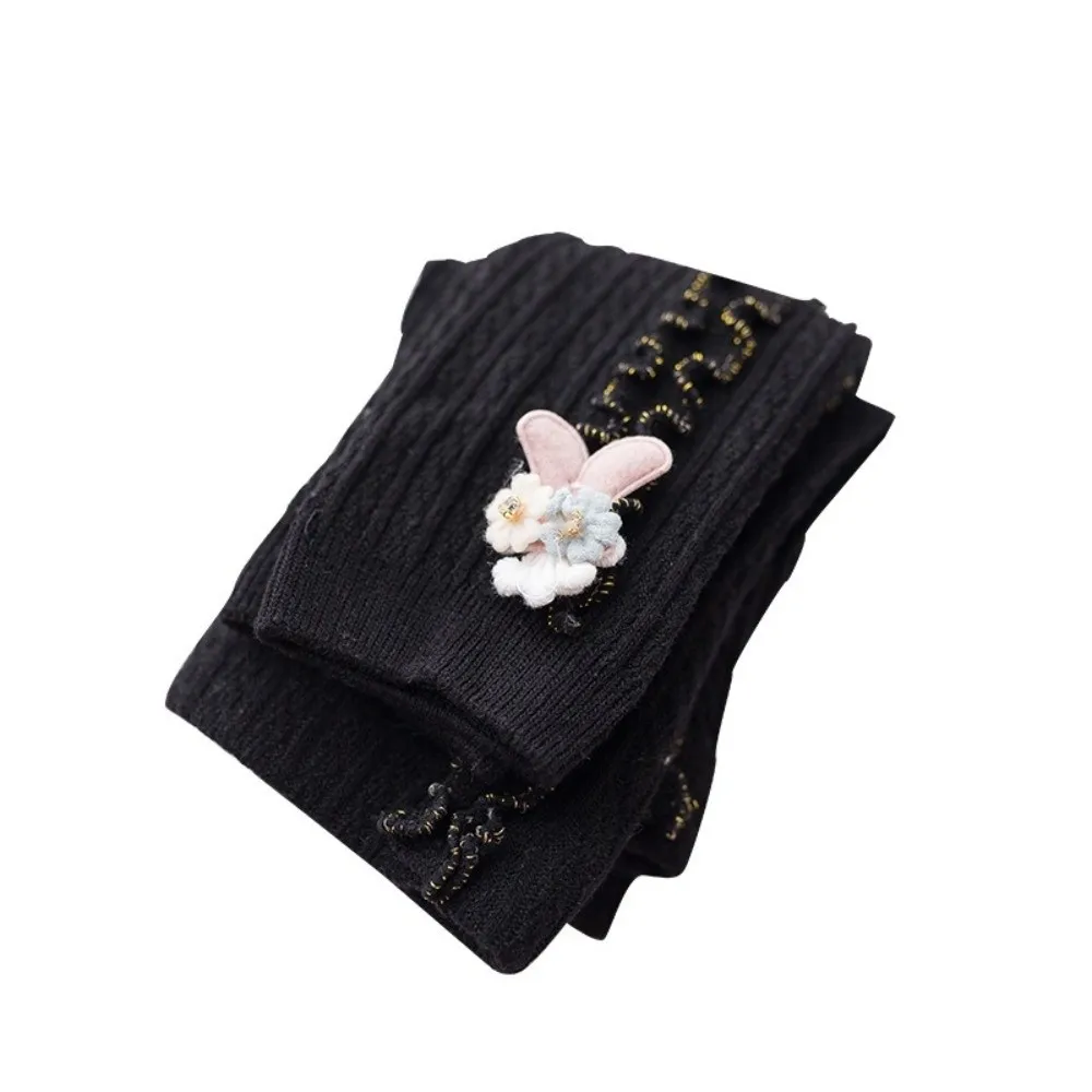Solid Color Girls Leggings Knitwear Fabric Cotton Solid Color Leggings Soft Comfortable Elastic Waist Pants