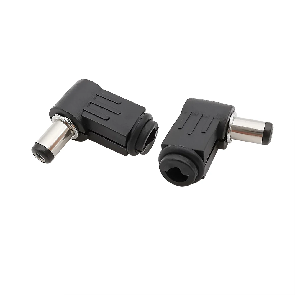 5/10/20 szt. 2,1 x 5,5 mm męski wtyk zasilania DC złącze typu jack kąt prosty 90 stopni wtyczki w kształcie litery L Adapter