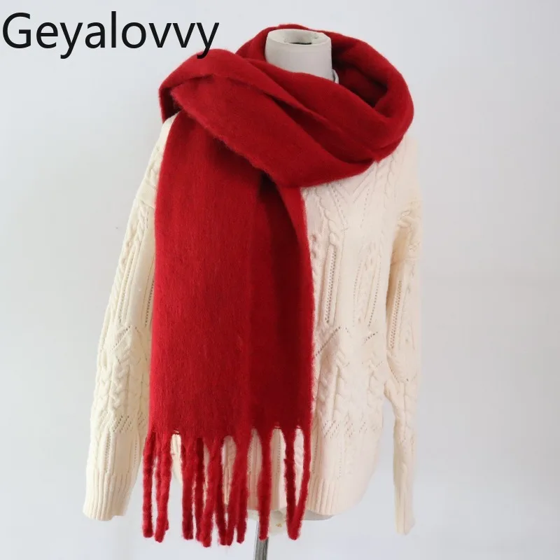 

Теплый зимний шарф в японском стиле с бантом и стразами, универсальный, с кисточками, для женщин