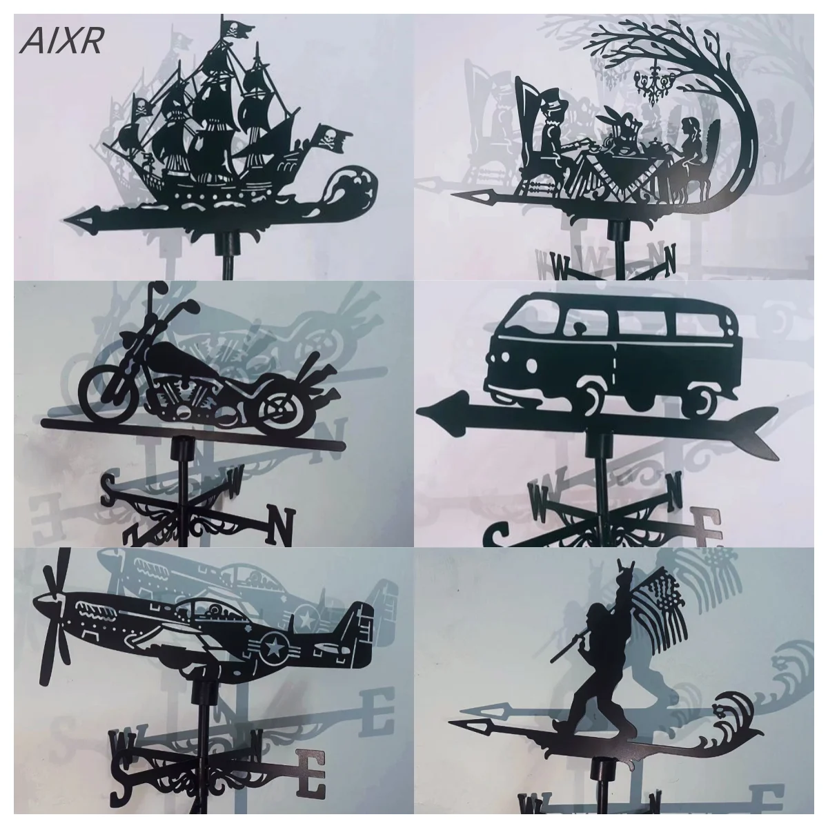 New Wind Vane Light Luxury Outdoor American Roof Decoration With Garden Crafts Decoration Sailing Bus Motorcycle Aircraft Animal