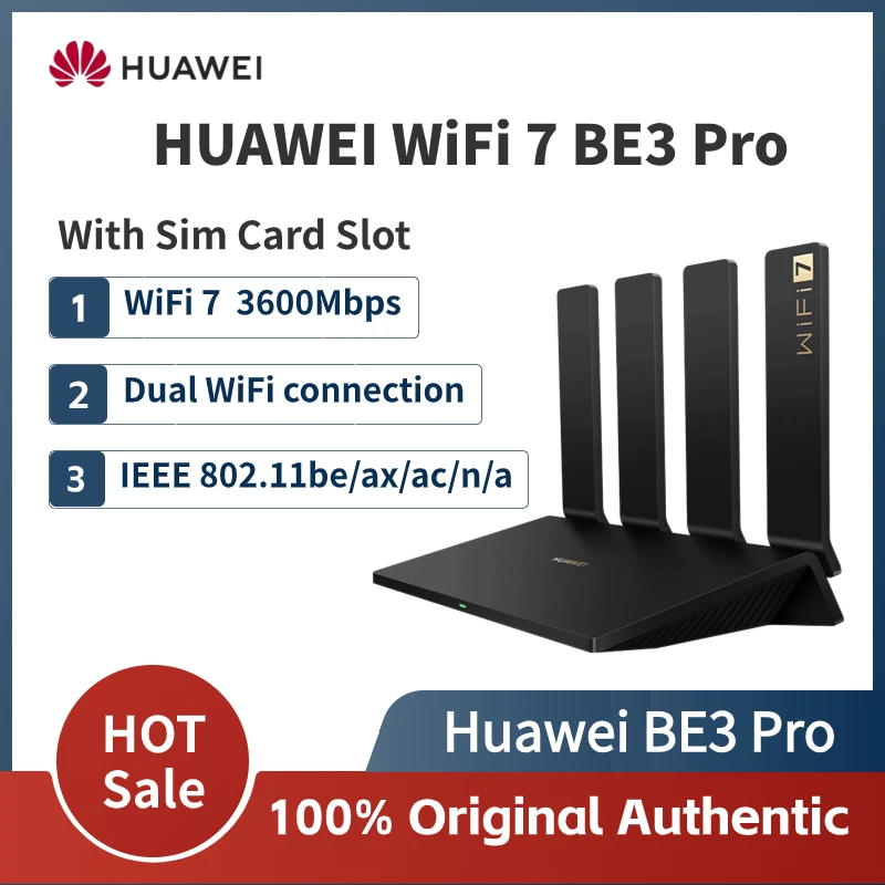 Original Huawei BE3 Pro Wireless Router Wi-Fi 7 3600Mbps Network Signal Repeater Quad Core 2.4GHz 5GHz Gigabit WiFi Amplifier