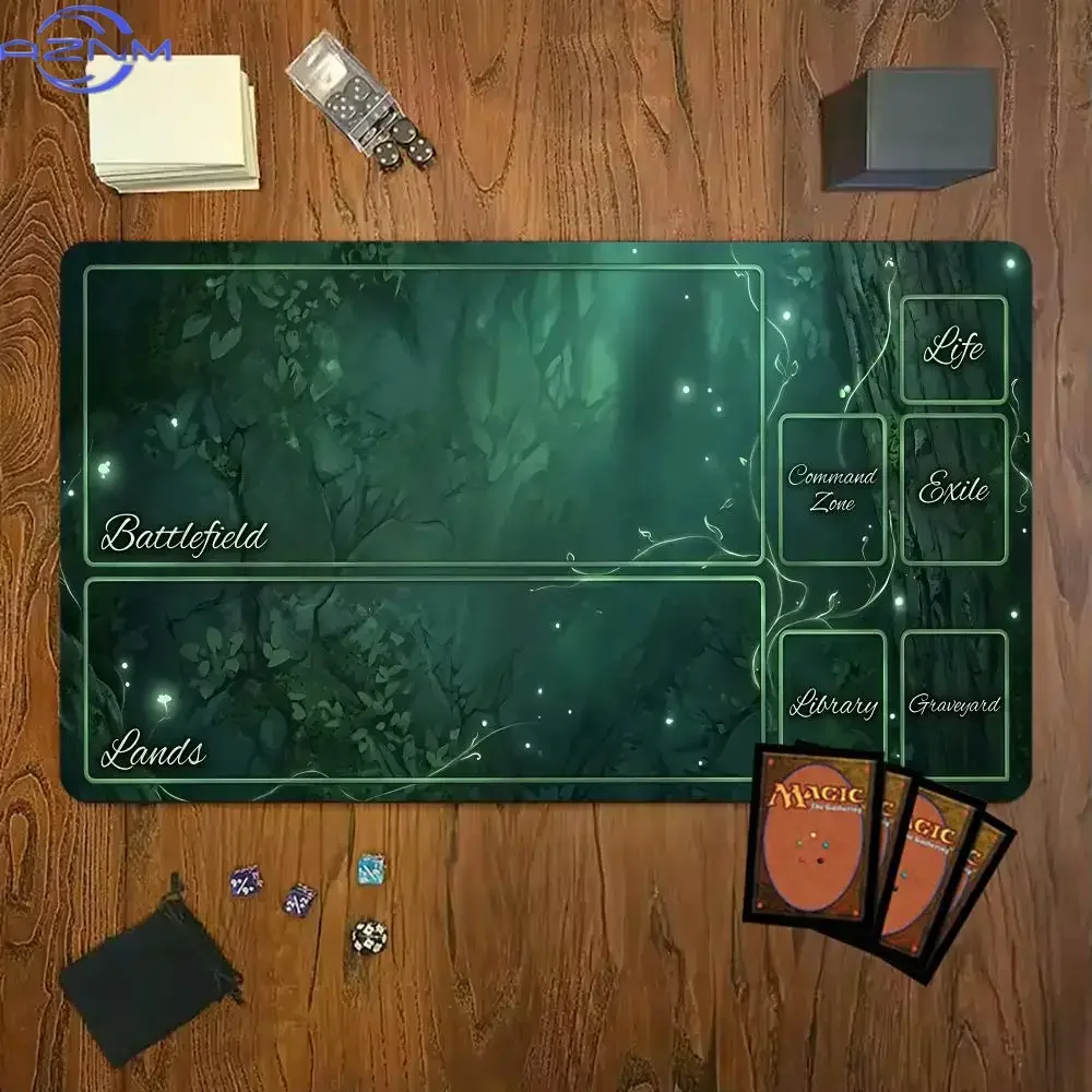 Dark Mossy Forest Glow Design Mouse Pad Playmat TCG Office Desk Mat for Work Game PC Laptop Rug Carpet MousePad