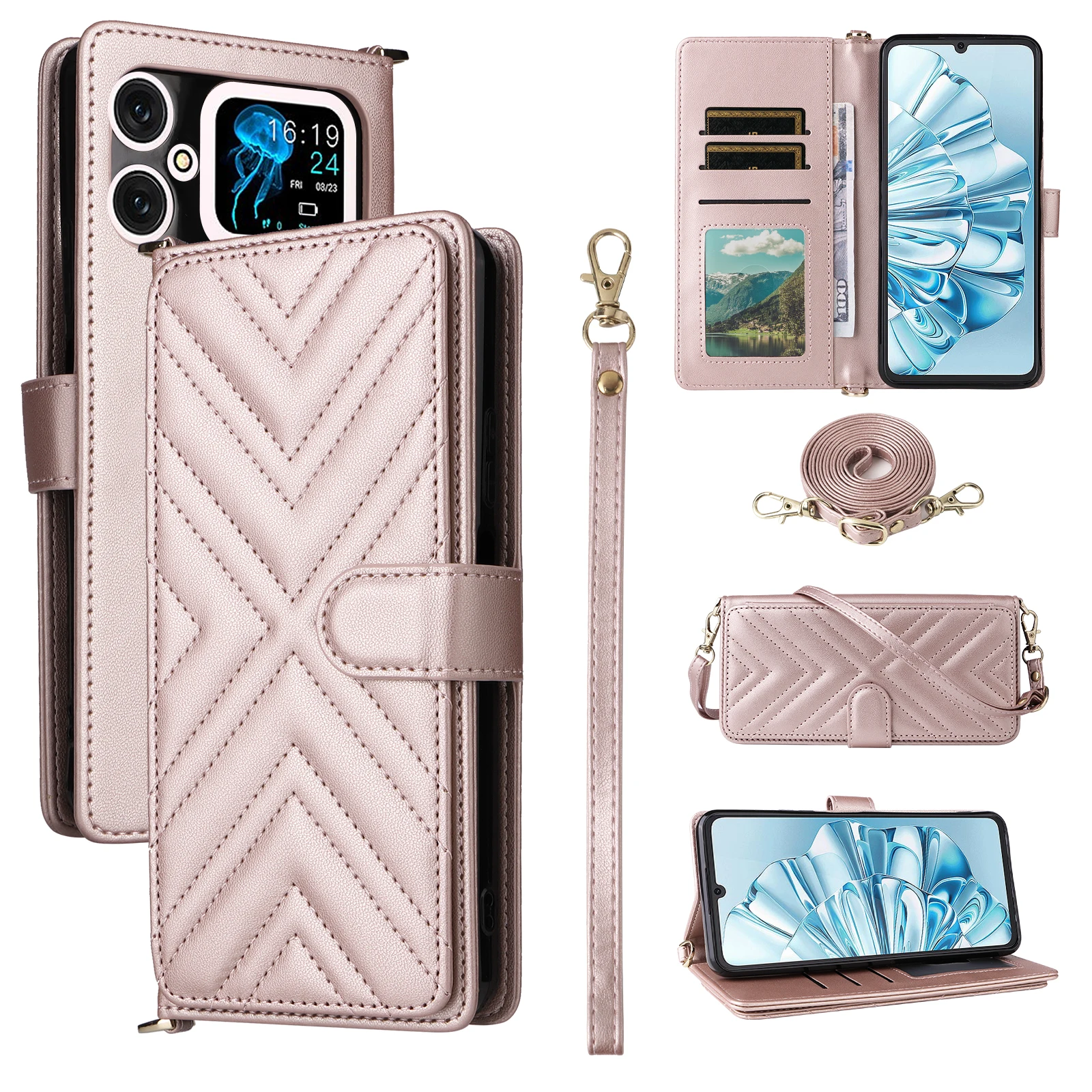 For Cubot A20 case keychain wristlet Shoulder Bag PU Leather Back Case Cover For Cubot A20 Phone Accessories