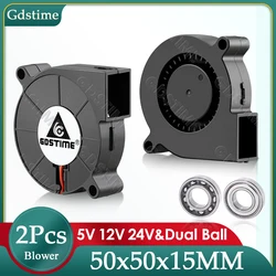 2 uds Gdstime ventilador de impresora 3D 5015 24V 12V 5V funda USB/ventilador centrífugo de bola DC ventilador Turbo de refrigeración 50mm x 15mm ventilador enfriador Radial