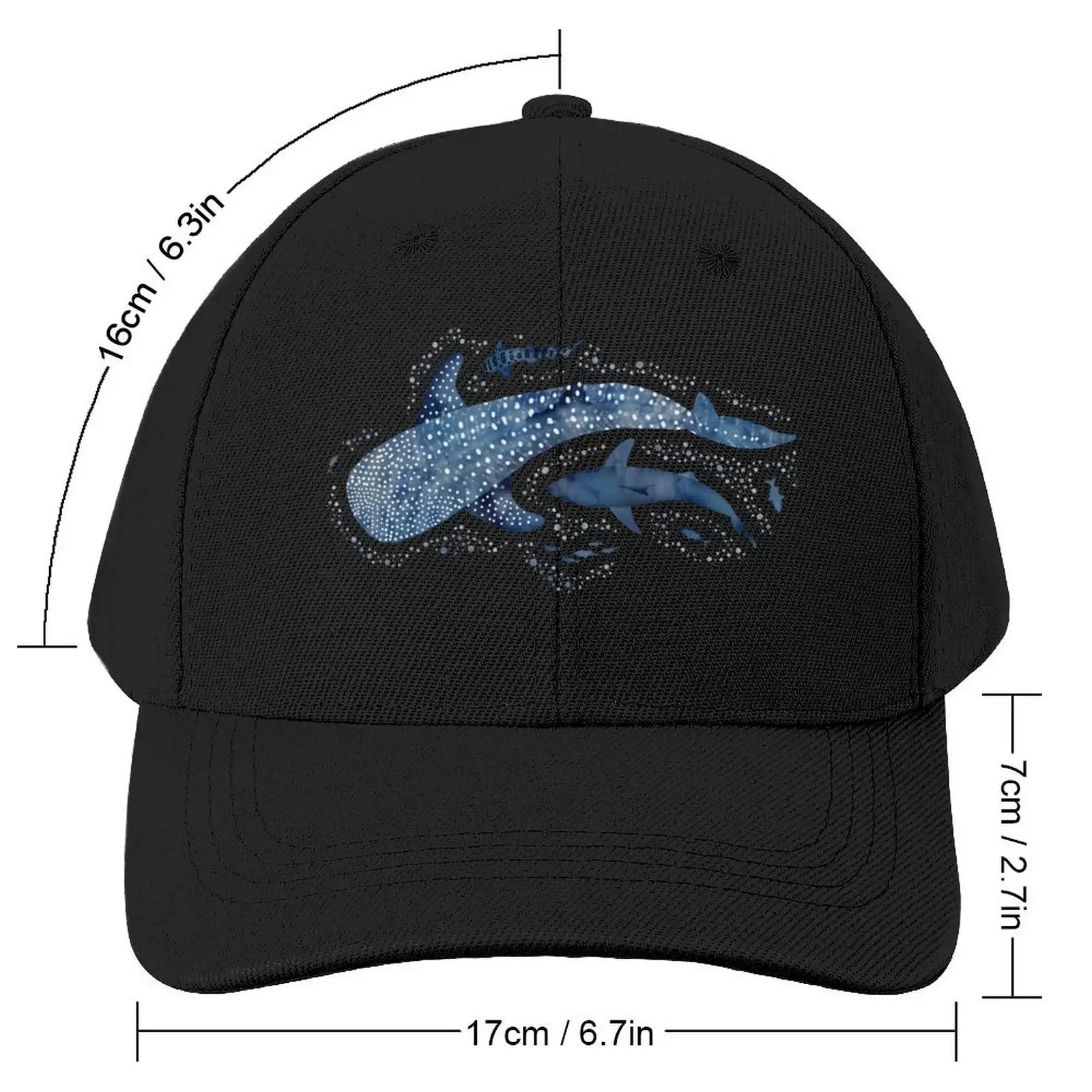 Monochrome blue watercolour shark ocean on white Baseball Cap Sun Hat For Children Golf Hat Man sun hat Boy Women's