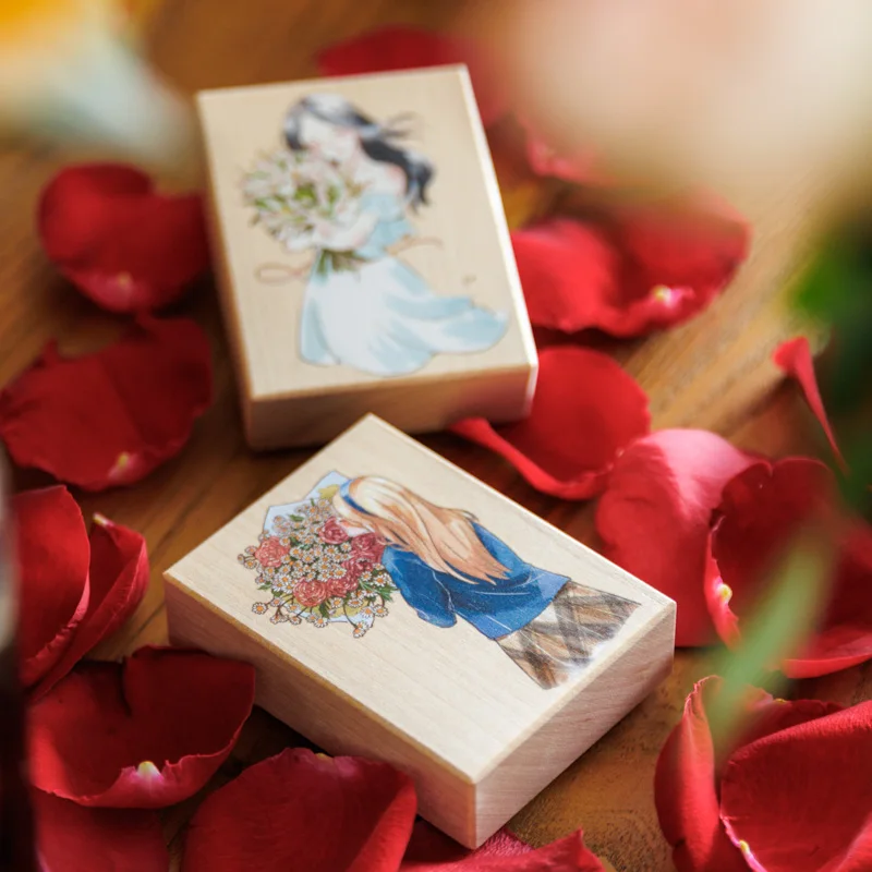 6packs/LOT Only a bouquet of flowers series wooden rubber stamp DIY stamps stationery scrapbooking standard stamp