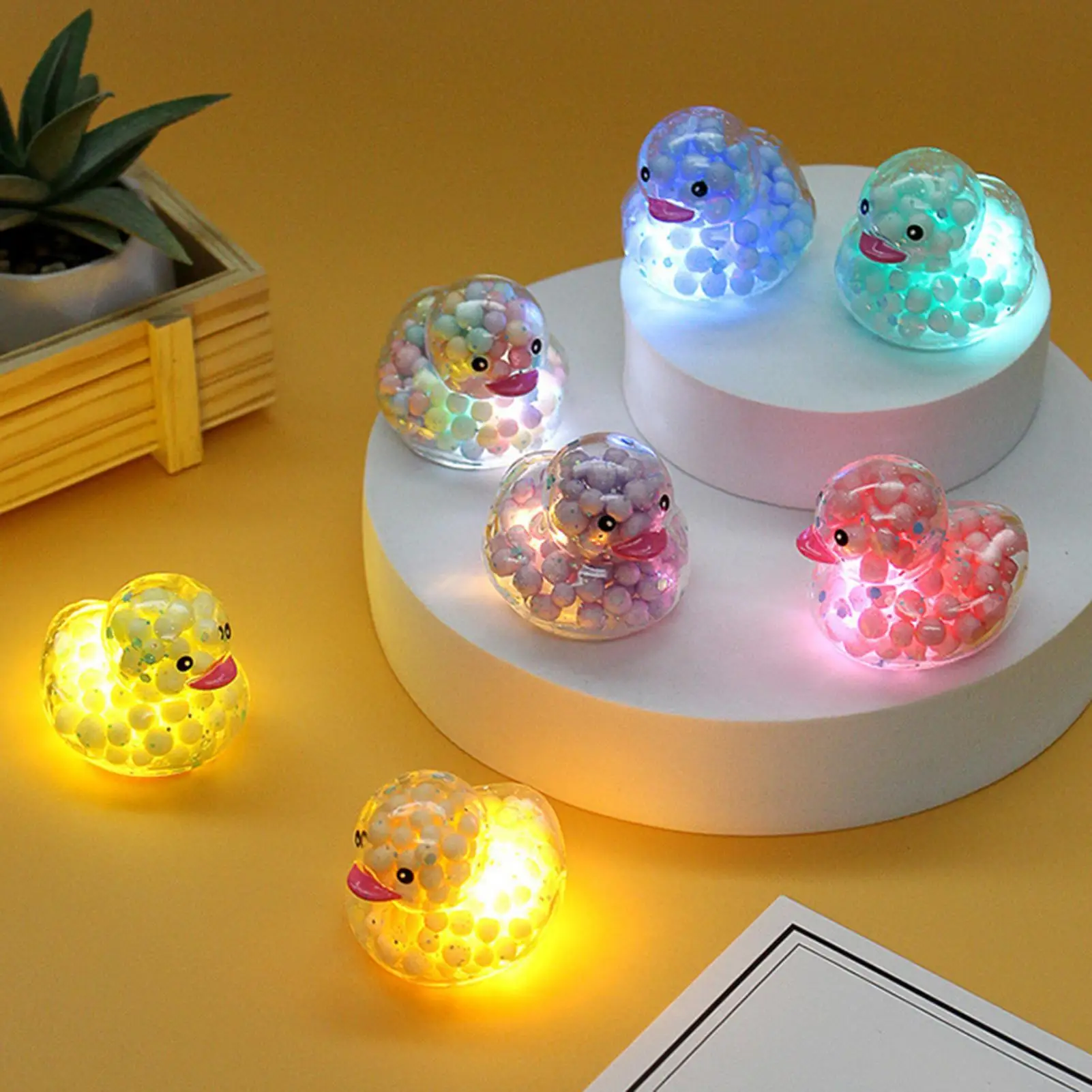 Light Up Ducks Children's Toy Classroom Prizes Goodie Bag Stuffers LED Glowing Duck For Boys Girls Nursery Bedroom Desk Travel