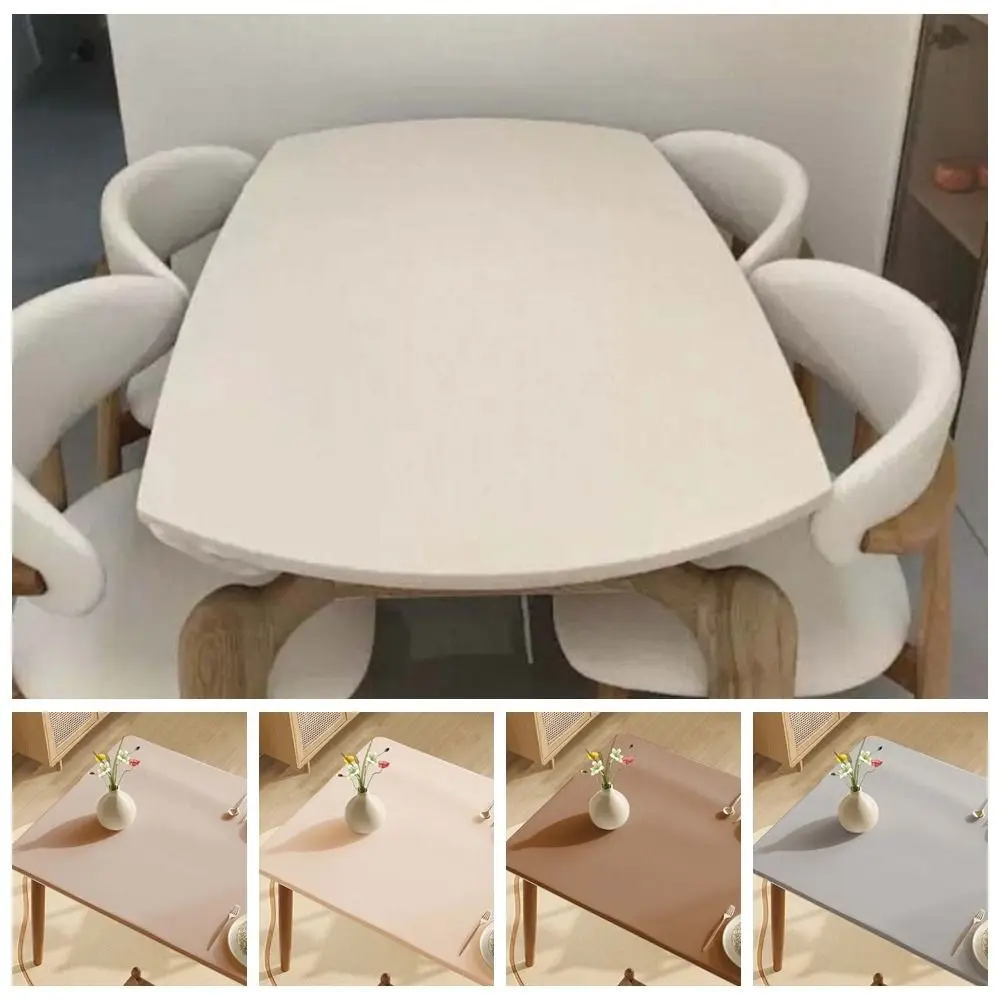 

Rectangular Imitation Sheepskin Tablecloth Smooth Full Wrapped Solid Color Table Cover with Straps Anti-Slip