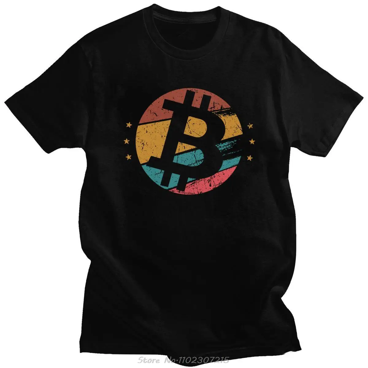 Fashion Vintage Design Bitcoin T-Shirt Men Short Sleeve BTC Cryptocurrency Crypto Blockchain Tee Pure Cotton Tshirt Merchandise