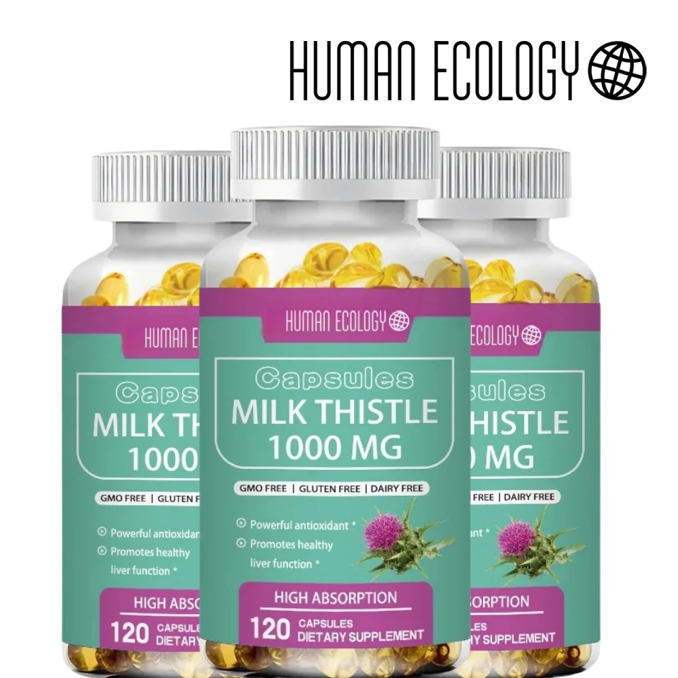 Human Ecology Milk Thistle Silymarin Marianum & Dandelion Root Liver Health Support, Antioxidant Support, Detox, 120 Capsules