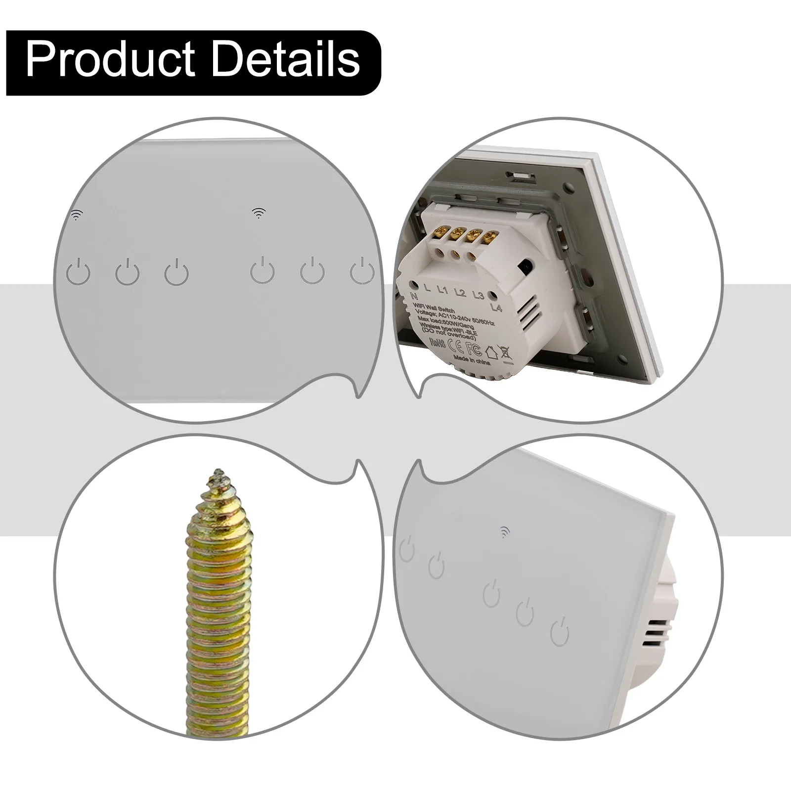 Smart Home Touch Switch with WiFi Connectivity Compatible with For Tuya App and Voice Control and Remote Features