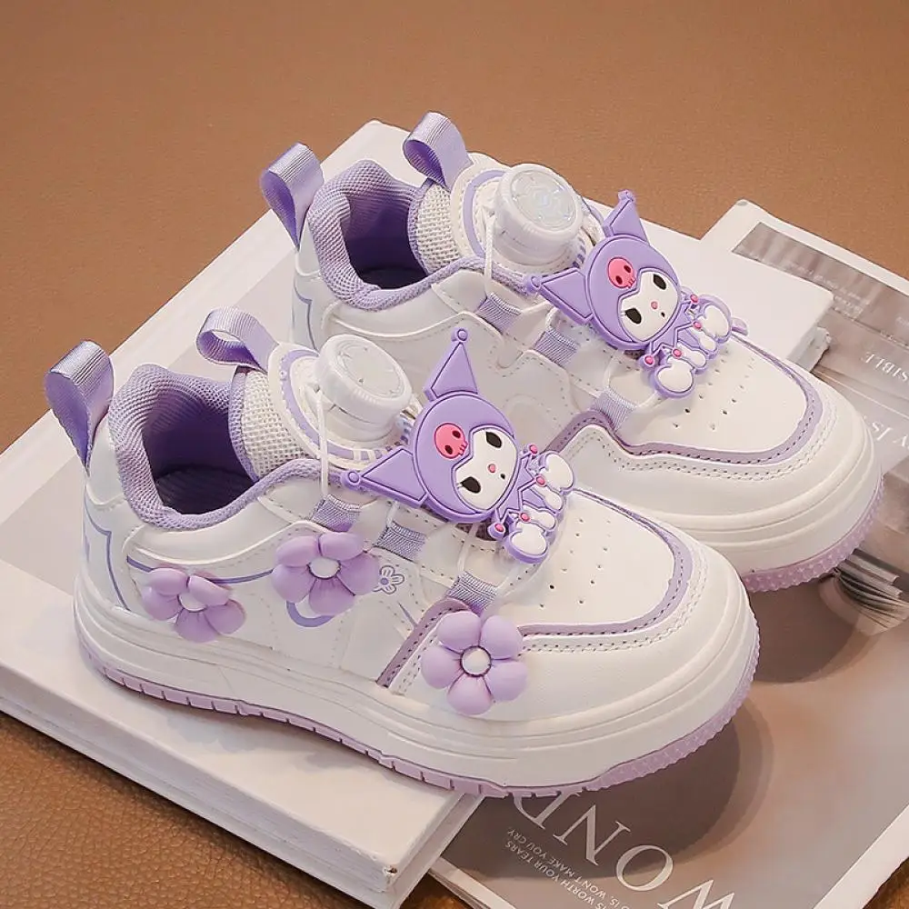 

Повседневная обувь Kuromi для девочек, Нескользящая популярная новая стильная спортивная обувь, детская весенне-осенняя обувь Kawaii Board с героями мультфильмов, кроссовки