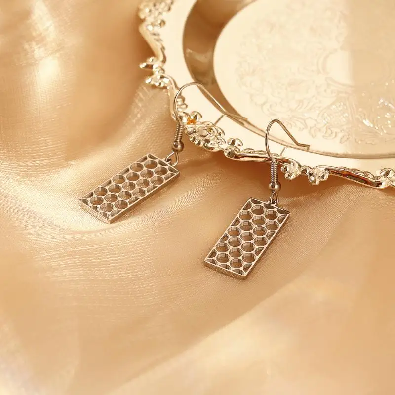 Stainless Steel Semiconductor Physics Geometric Graphene Minimalism Silver Color And Gold Plated Drop Earrings Jewelry Gift