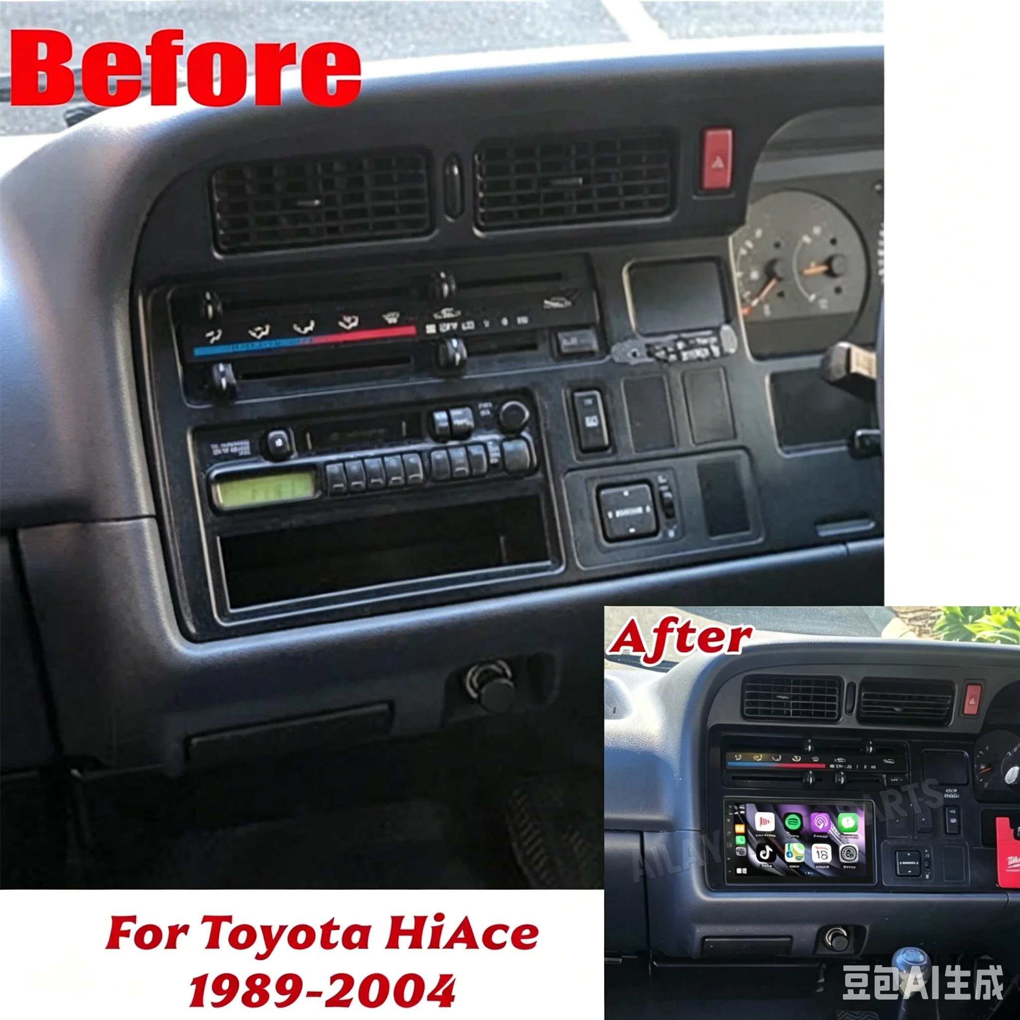 

GPS Wireless Apple Carplay Android 15 Auto Car Radio 7" For Toyota HiAce 1989-2004 Head Unit Stereo Navi 64GB Intelligent System