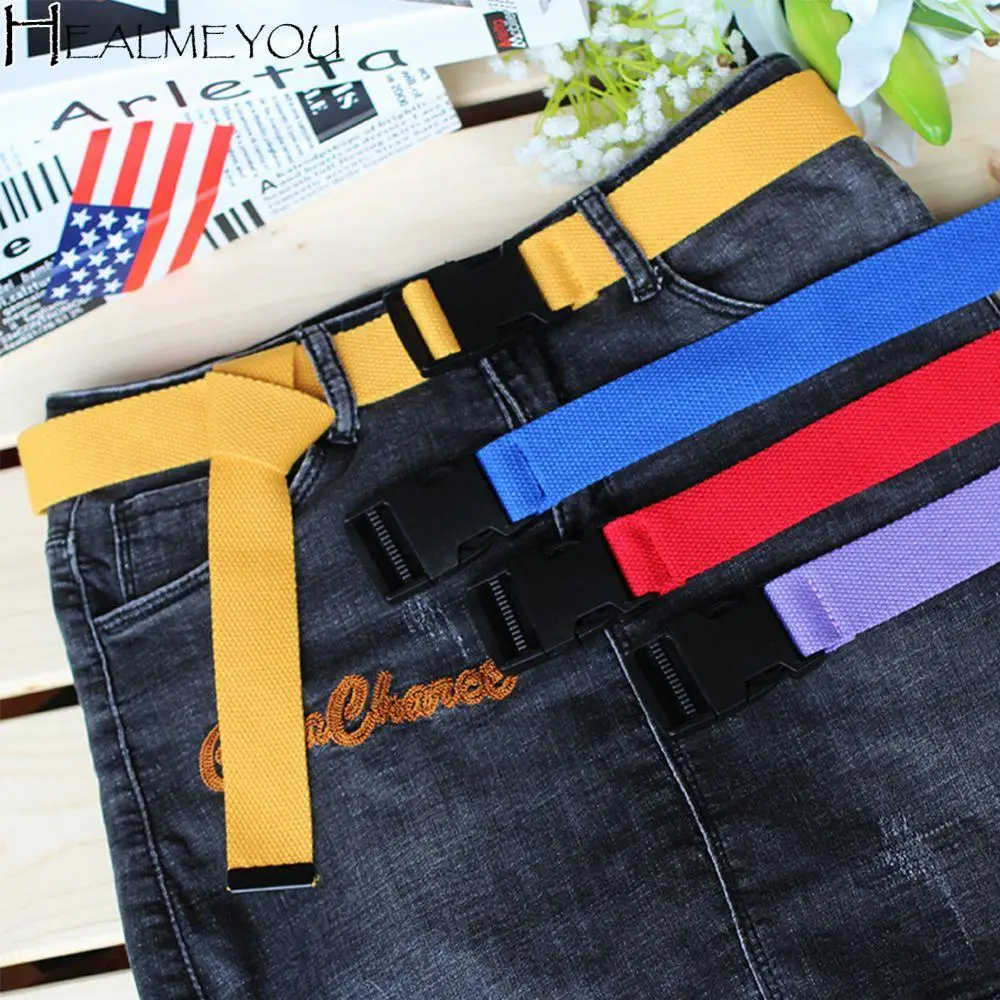 

Модный женский многоцветный нейлоновый холщовый винтажный холщовый ремень, регулируемый ремень, пластиковый ремень с пряжкой