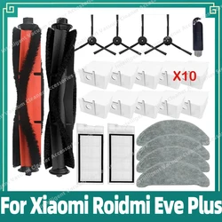 Compatível para Aspirador de Robô Xiaomi Roidmi Eve Plus - Peça de Reposição para Escova Principal, Escova Lateral, Filtro HEPA, Saco de Pó, Pano de Limpeza