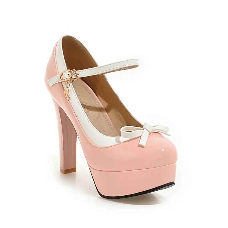 12CM Super High Heel Women's High Heels Round Toe Sexy Woman Platform Pumps Bow Women Lolita Ladies Party Shoes Size 34-43