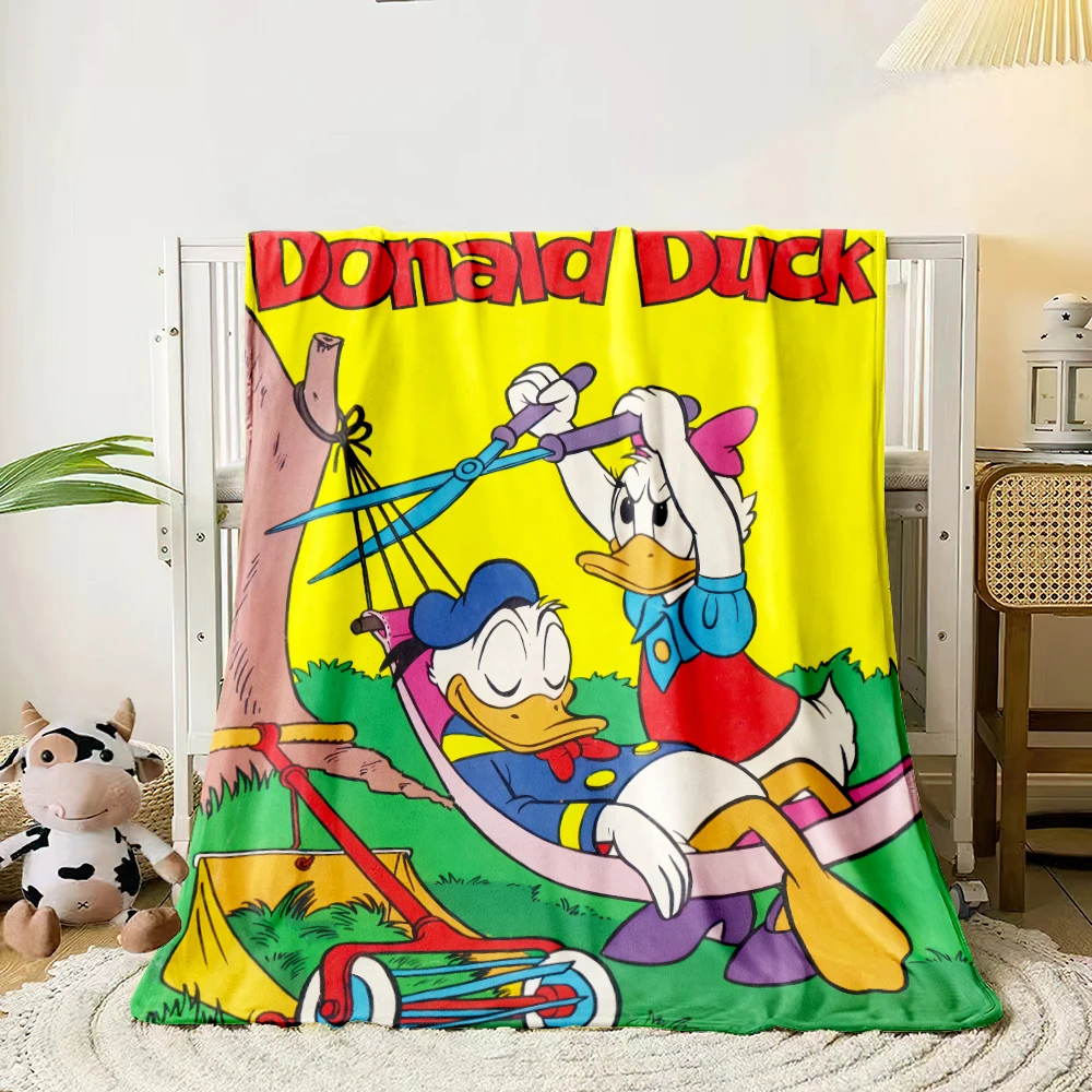 Miniso Donald Duck Printed Flannel Blanket.Sofa,Bedroom.Bed Home Office Nap Blanket Car,Travel, Camping, Picnic Blankets Gift