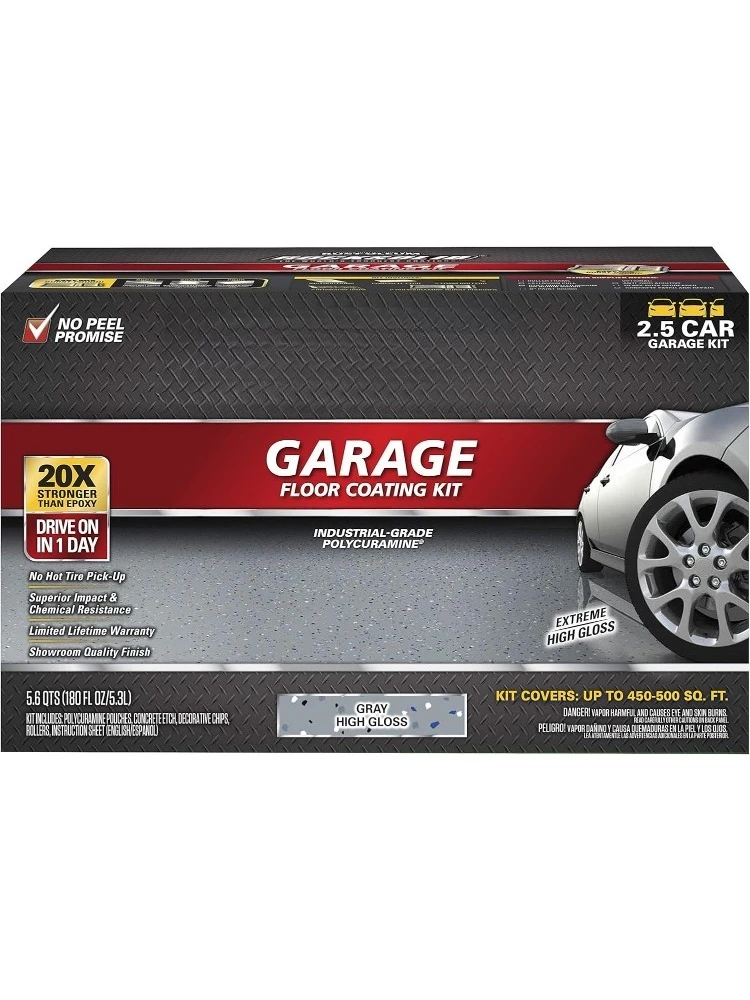 -Oleum 293513 طلاء أرضية جراج من البولي كورامين RockSolid، طقم سيارة 2.5، رمادي شديد اللمعان