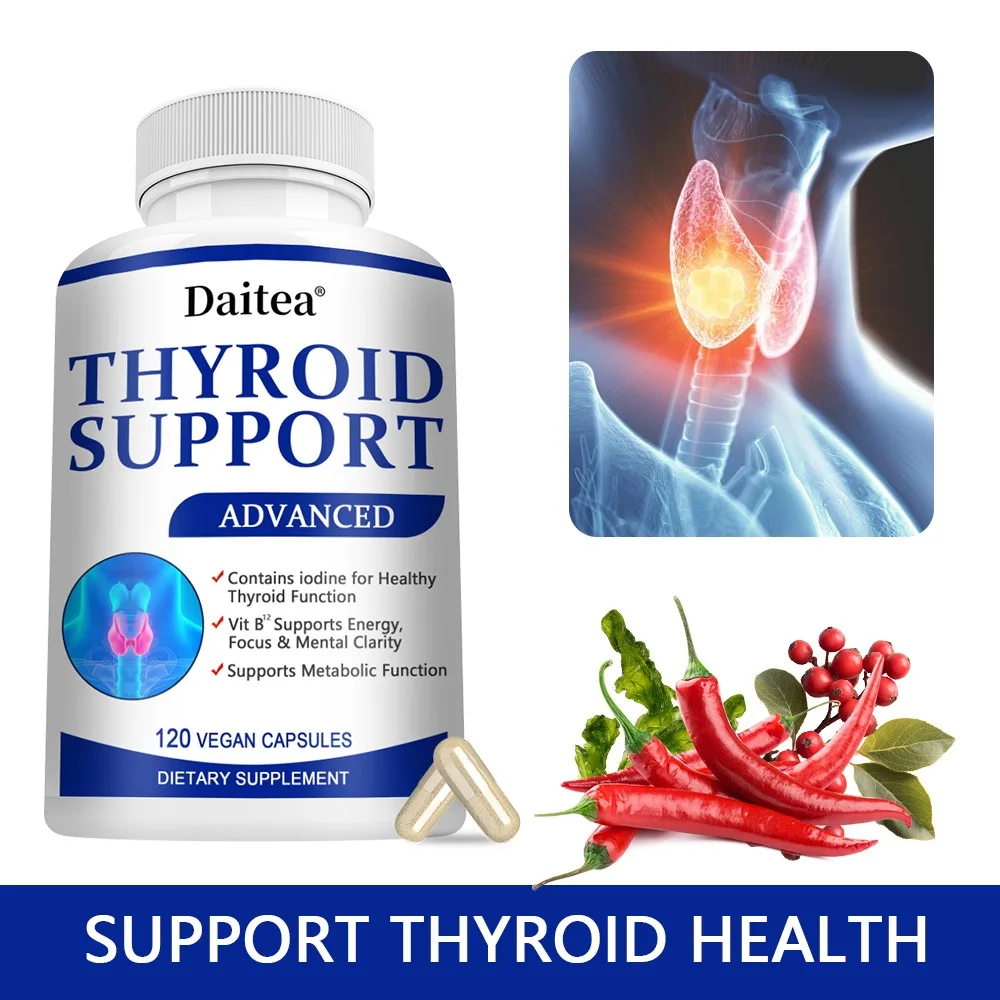 Thyroid Support with Iodine - Supports Healthy Thyroid Function, Energy, Focus and Mental Clarity, Vitamin B