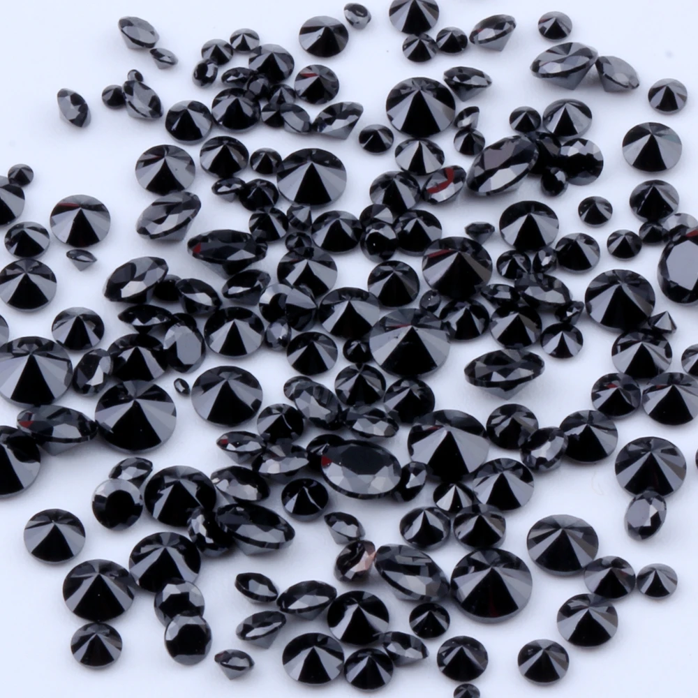 100pcs 1mm-4mm And Mixed Sizes 5A Round Beads Cut CZ Stone Brilliant Black Color Cubic Zirconia Synthetic Gems stone