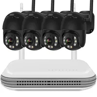 4/6/8CH Wireless Security Camera System Human Detect Auto Tracking Outdoor IP PTZ Cameras Set Color Night Vision WIFI NVR Kit