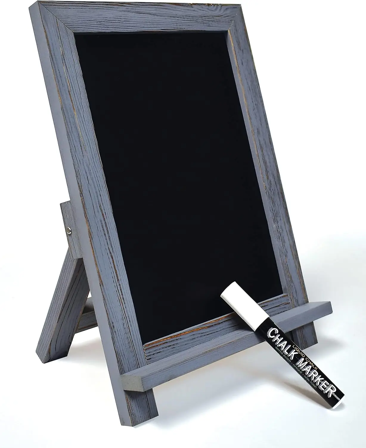 

Rustic Wood Frame Magnetic Chalkboard Sign, 9.5x14 inches, with Folding Stand & White Marker