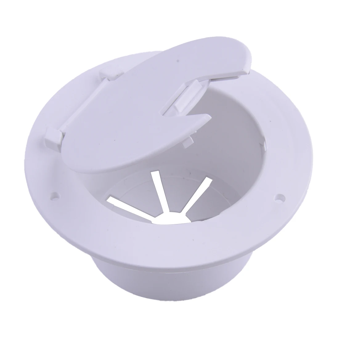 

Round Flip Up Power Electrical Cable Cord Hatch Cover Lid for RV Camper Trailer Truck Boat White ABS Plastic