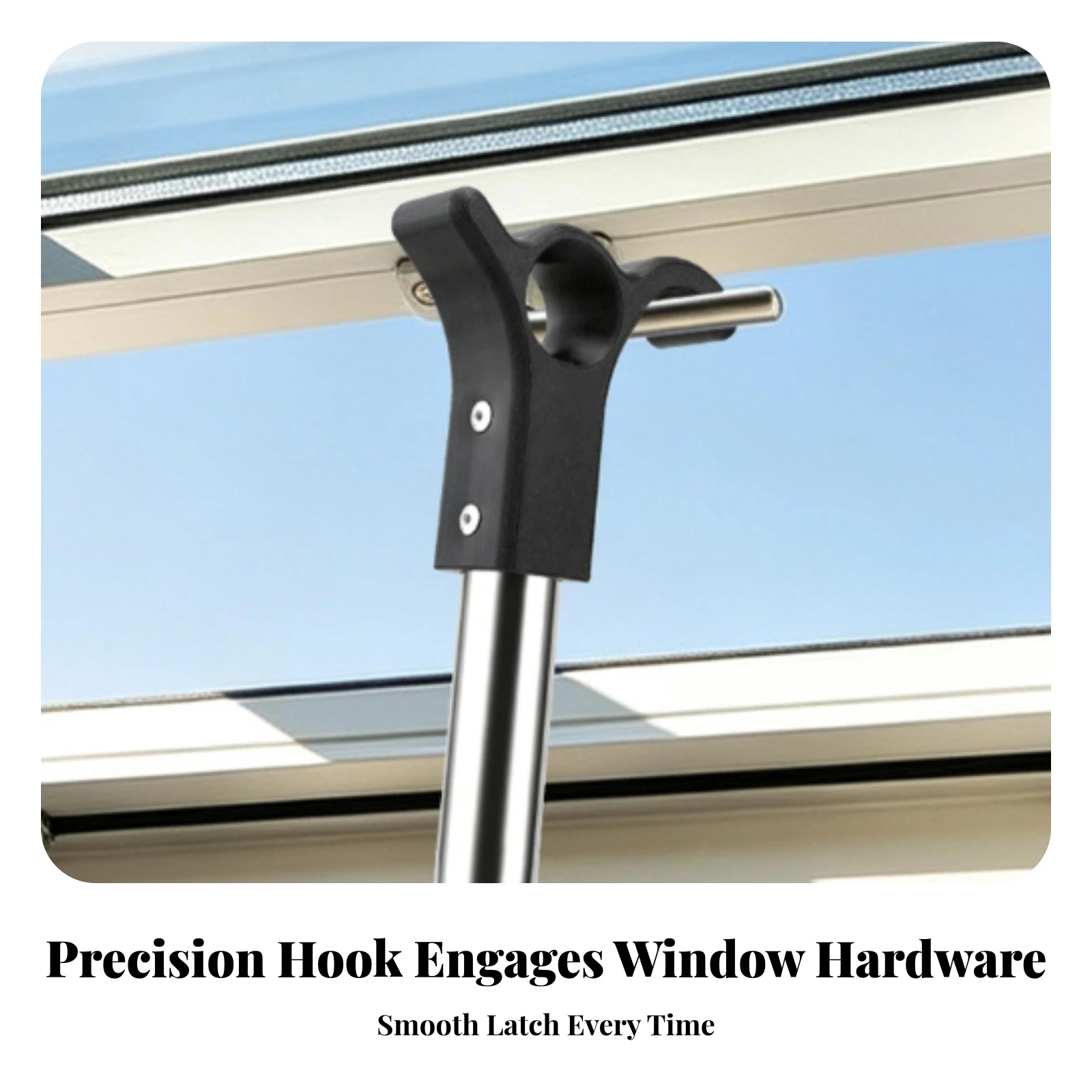 Skylight Opening Pole with Hook Rust Resistant Window Opener Pole with Hook Sectional Non-Slip for Homeowners, High Ceilings