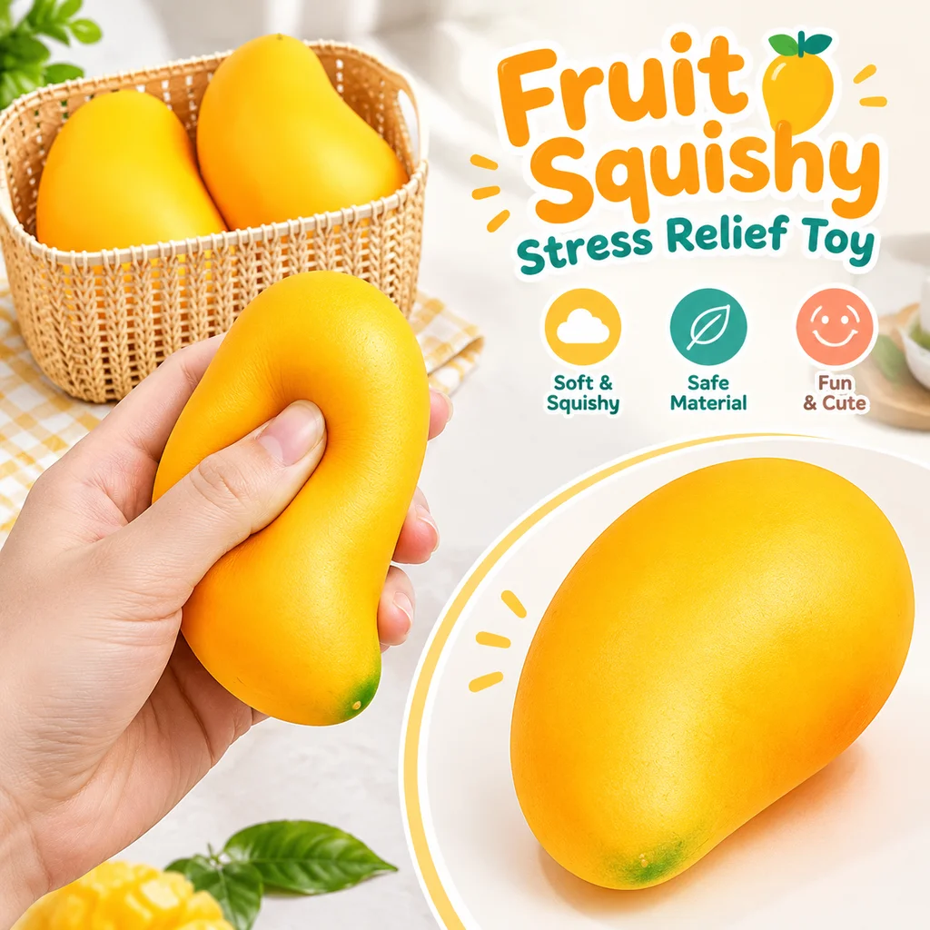 Cross Border Hot Sale New Giant Mango Super Big Mango Stress Relief Squishy Toy Squeezable Fruit Fidget Sensory Stress Toy