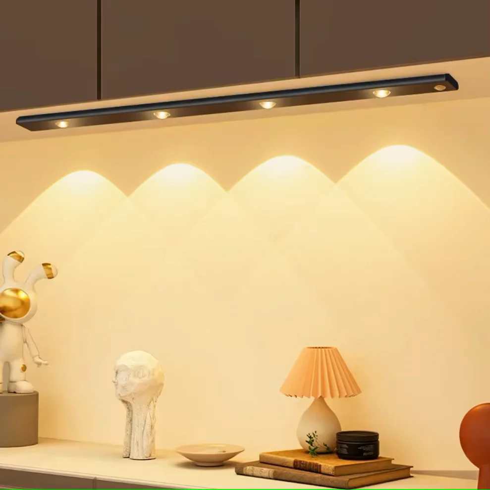 LED Night Light 3 Color Dimmable Motion Sensor For Kitchen Wardrobe Lighting 20CM/30CM/40CM/50CM USB Rechargeable Cupboard Lamp