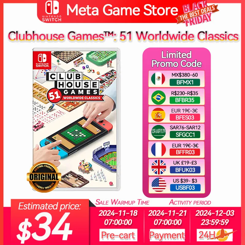 Clubhouse Games: 51 Worldwide Classics Nintendo Switch Game Deals Physical for Nintendo Switch OLED Lite Switch Game Cards