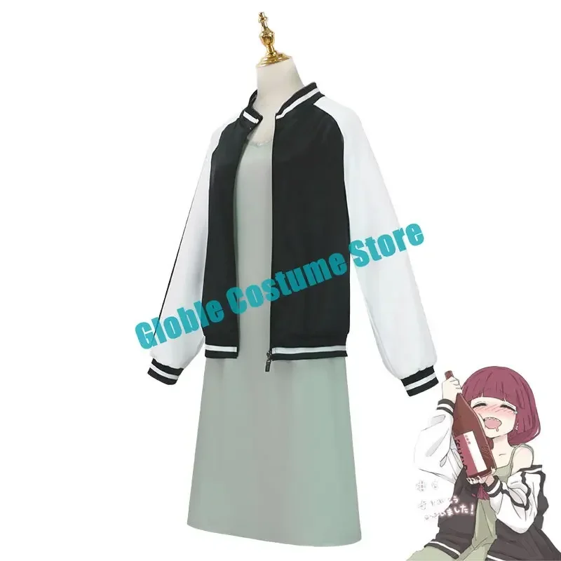 

RT01 Anime Bocchi The Rock! Cosplay Hiroi Kikuri School Uniform Baseball Sweater Coat Bean Green Suspender Skirt Halloween C&Gf1