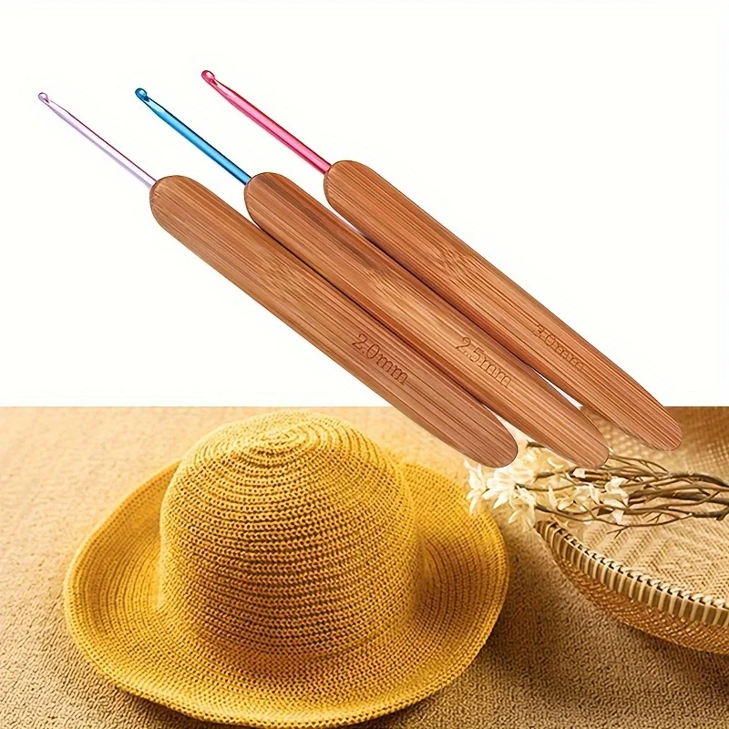 Bamboo Handle Crochet Hook, Crochet Hooks Bamboo Handle Crochet Hooks Crochet Tools Ergonomic Crochet Hooks Bamboo Handle, Iron