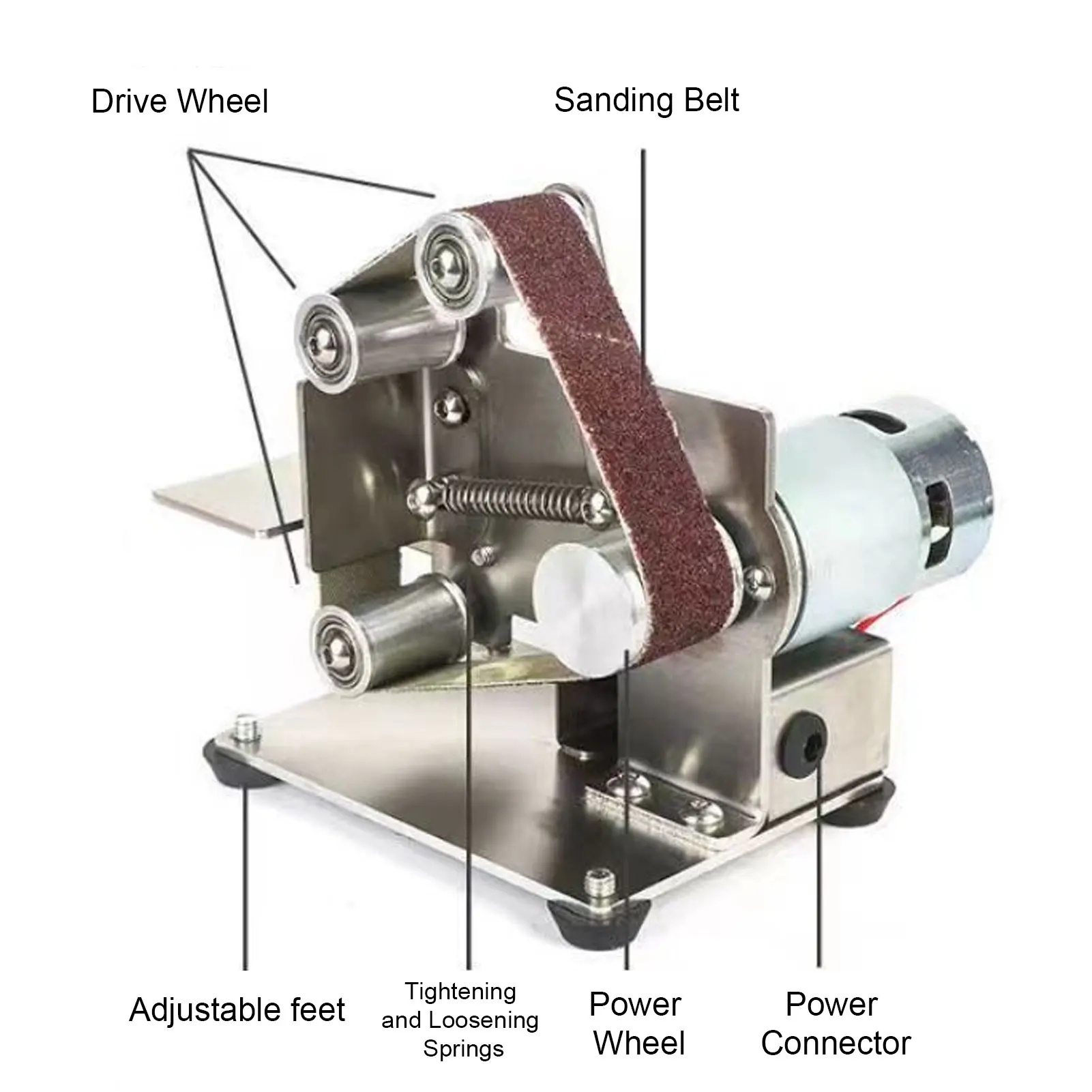 Настольный шлифовальный станок, мини-ленточный шлифовальный станок с двойным подшипником, регулируемый угол, вертикальный ленточный шлифовальный станок для дома