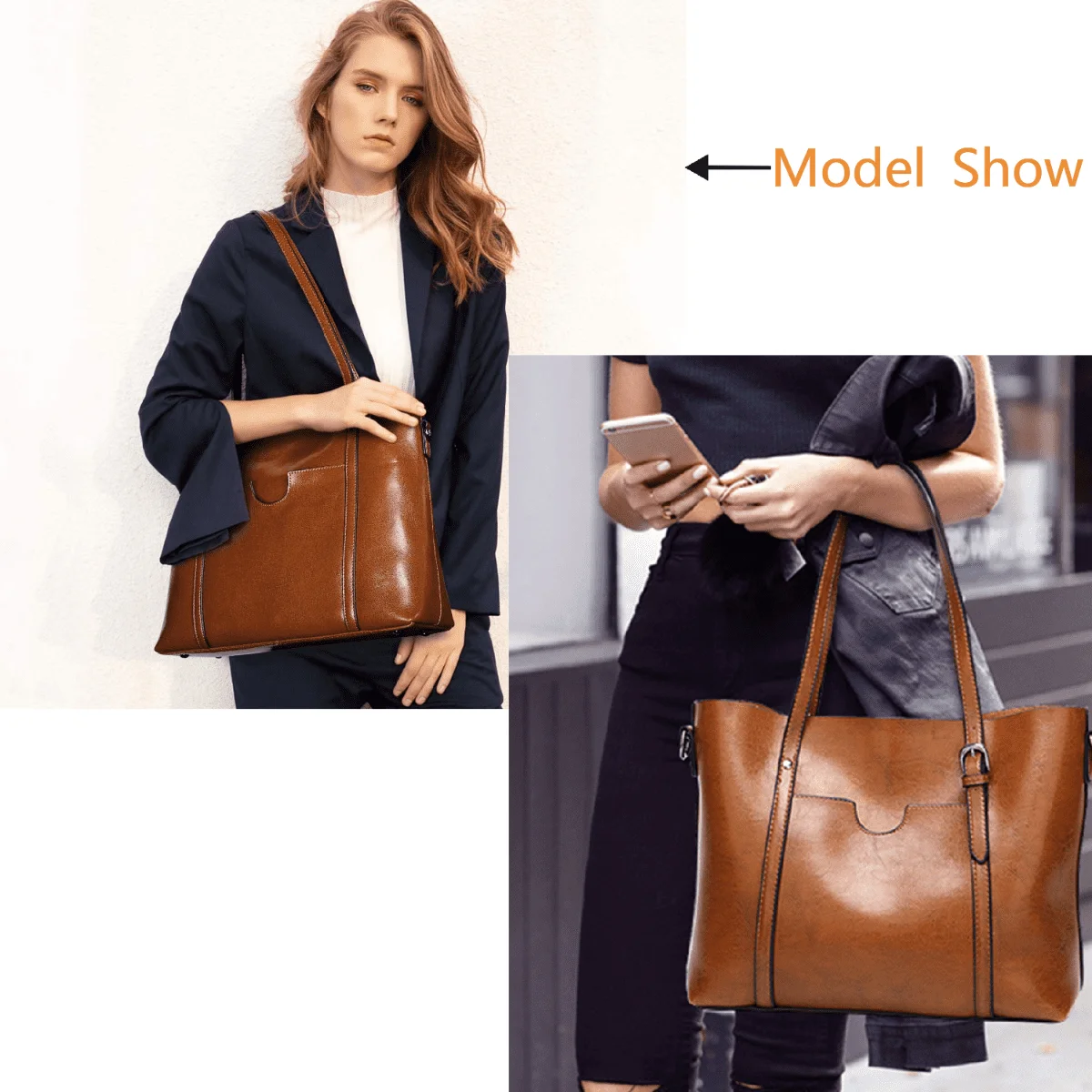 HandBag Bag for Women, Solid Color Tassel HandBag Bag Tote Handbag Big Capacity Travel Purse Weekender Bag Shopping Bag, Brown