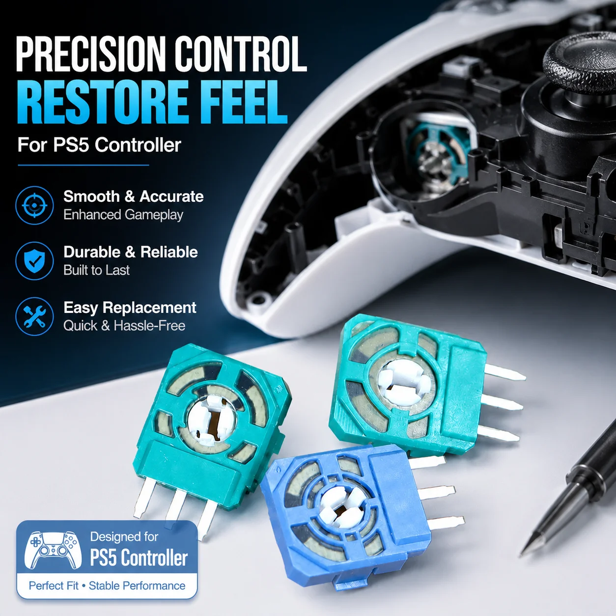 20PCs PS5 Original 3D Joystick Potentiometer Side Potentiometer Control Edge for PS5 Controller Three-Pin Potentiometer