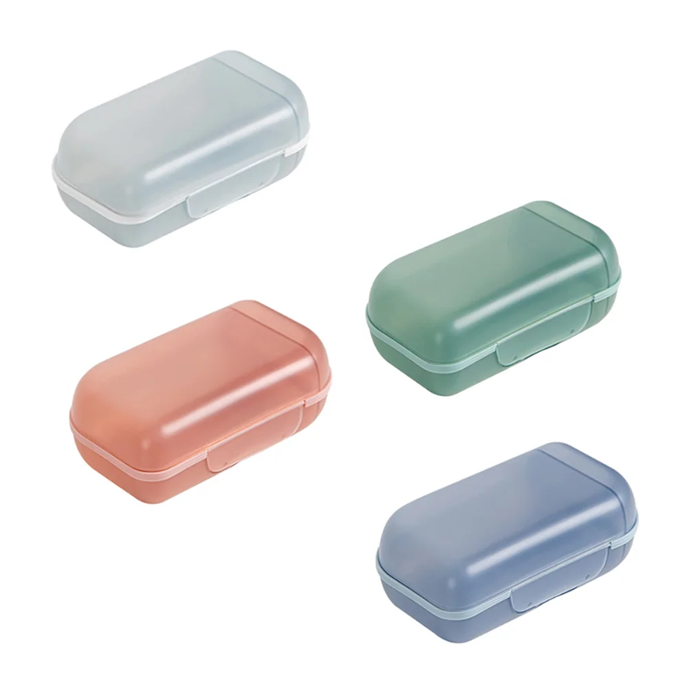 4 Pcs Travel Soap Box Bar Container Dish Case Holder Camping with Cover Sink for